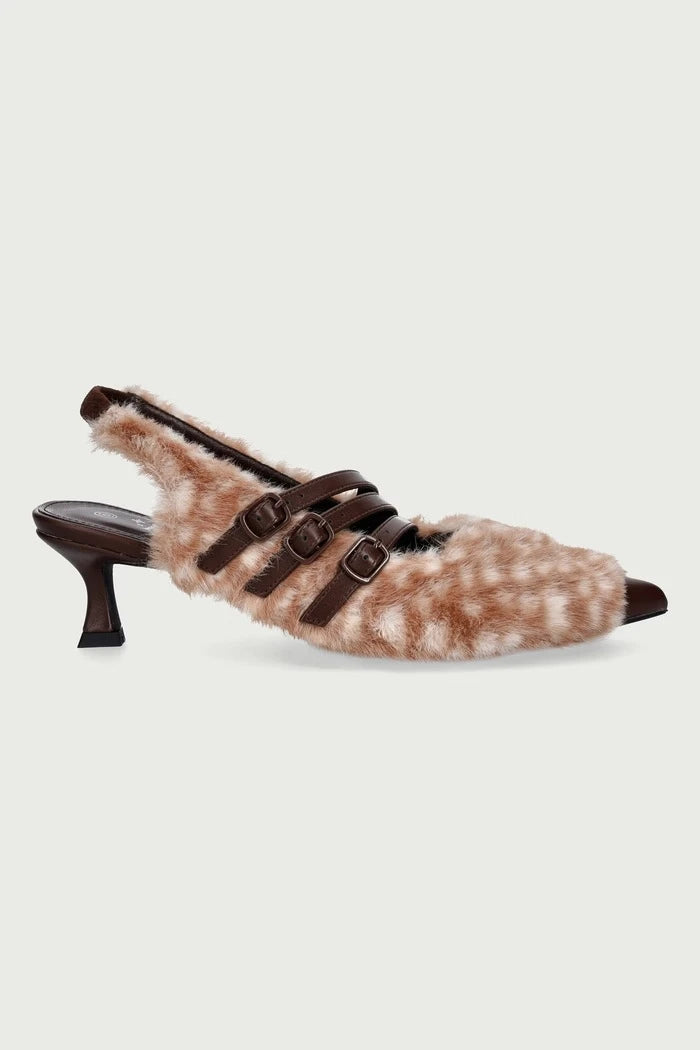 Düşük Topuklu Doelle Faux Deer Fur Kitten Heels