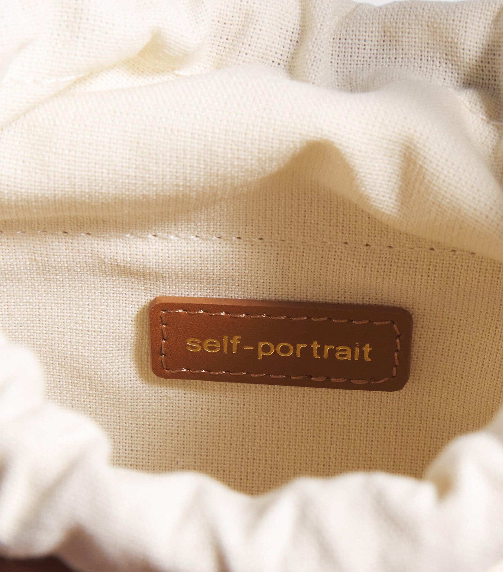 Self-Portrait Brown Leather Bow Bucket Bag