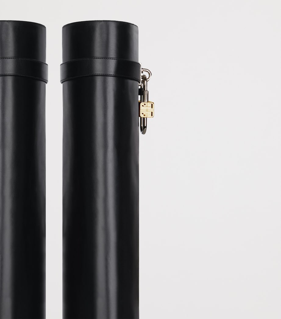 Givenchy Black Leather Shark Lock Knee-High Boots 90