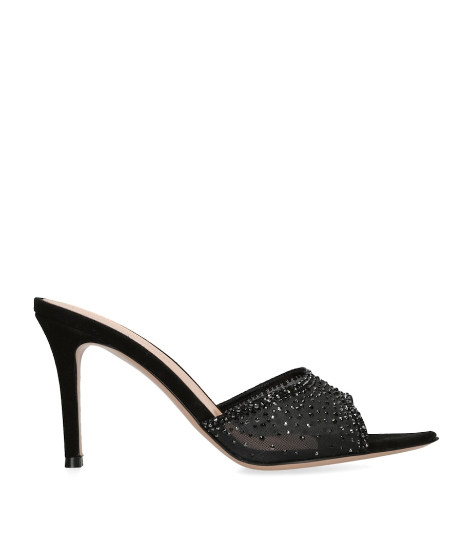 Gianvito Rossi Black Suede Embellished Rania Mules 85