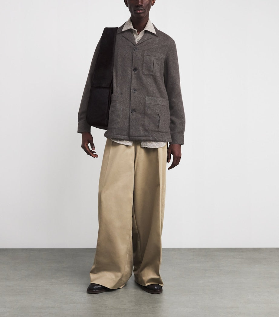 100HANDS Brown Cashmere Herringbone Jacket