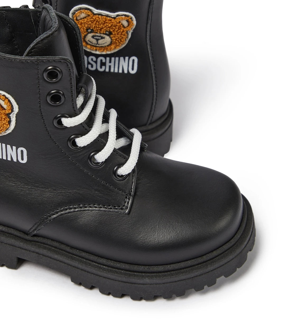 Moschino Kids - Teddy leather lace-up boots