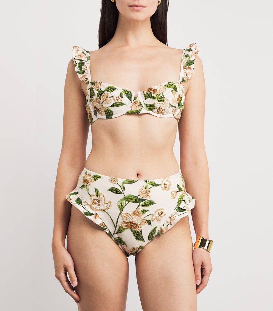 Agua By Agua Bendita Multi Ruffle Kiwi Bikini Top