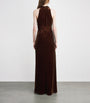 Brown Velvet Draped Maxi Dress