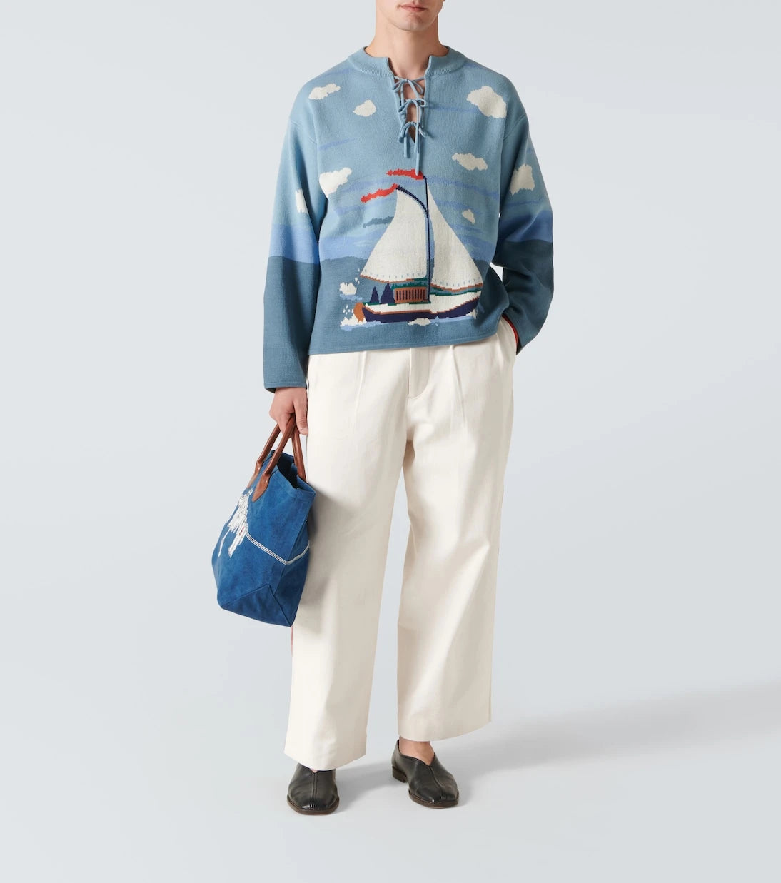 Bode - Pinafore bow-detail cotton jacquard sweater