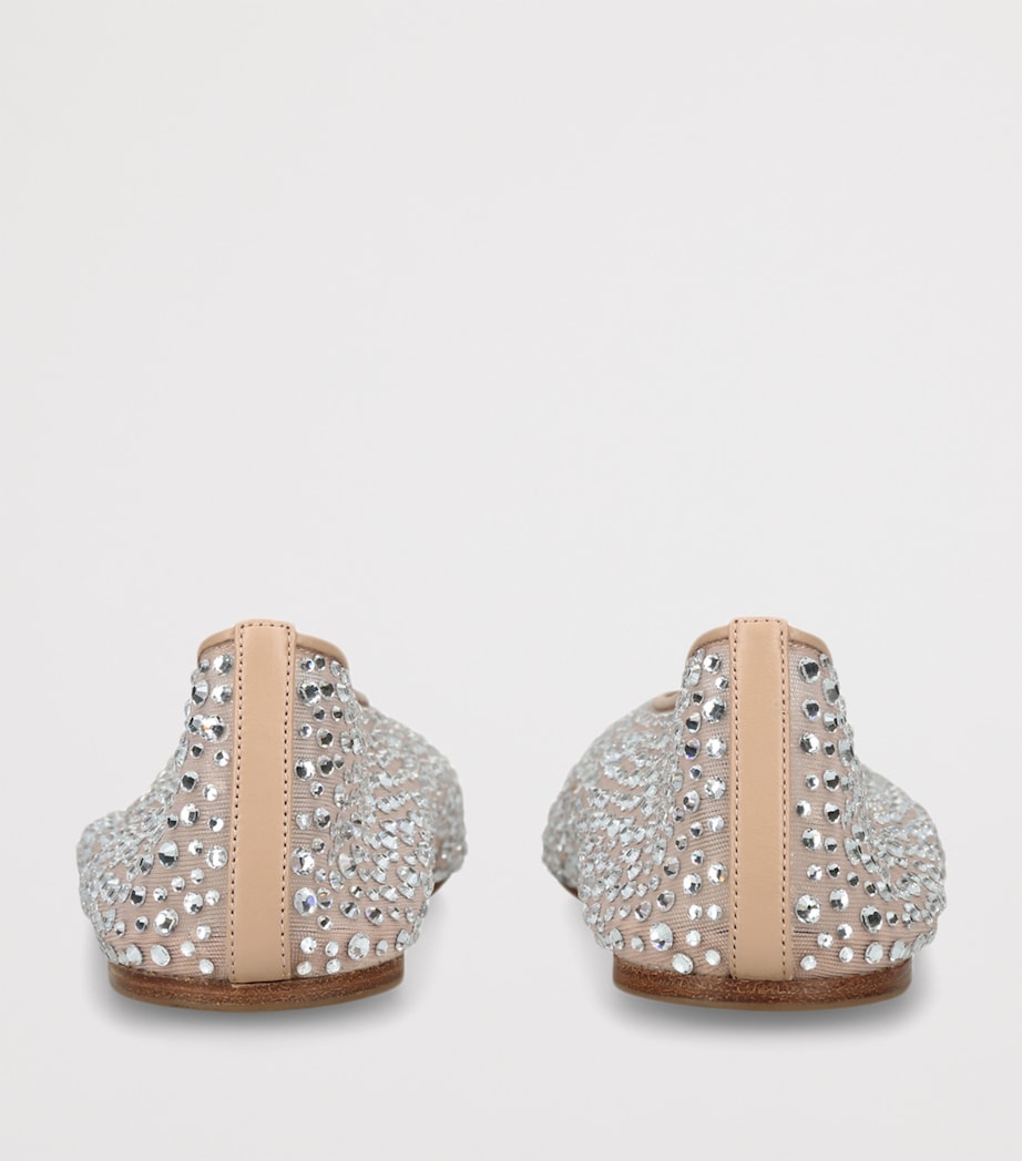 Le Monde Beryl Brown Crystal-Embellished Luna Ballet Flats
