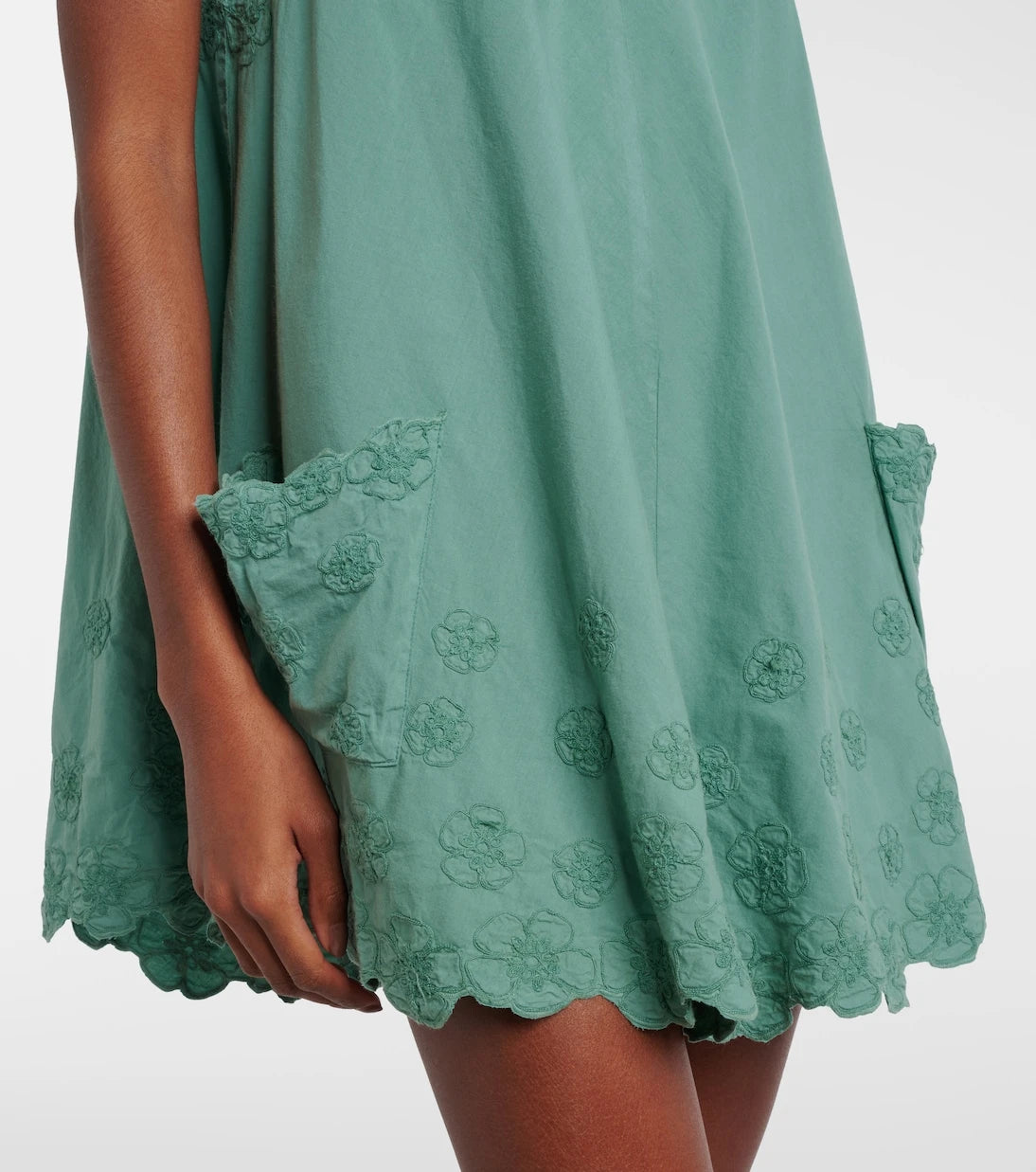 Juliet Dunn - Embroidered cotton poplin minidress