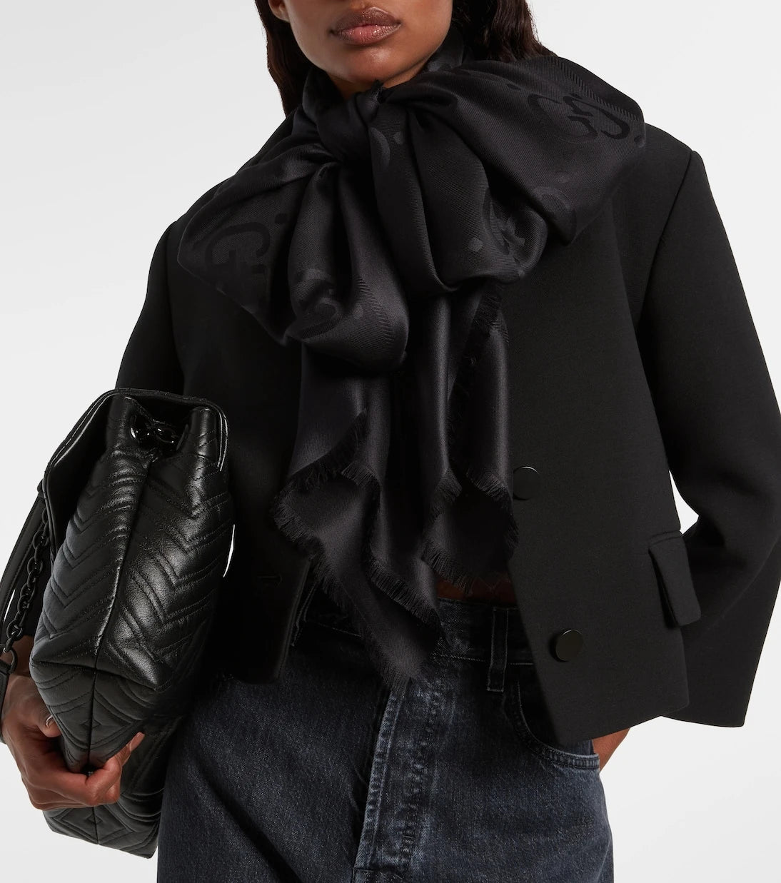 Gucci - GG silk and wool jacquard scarf