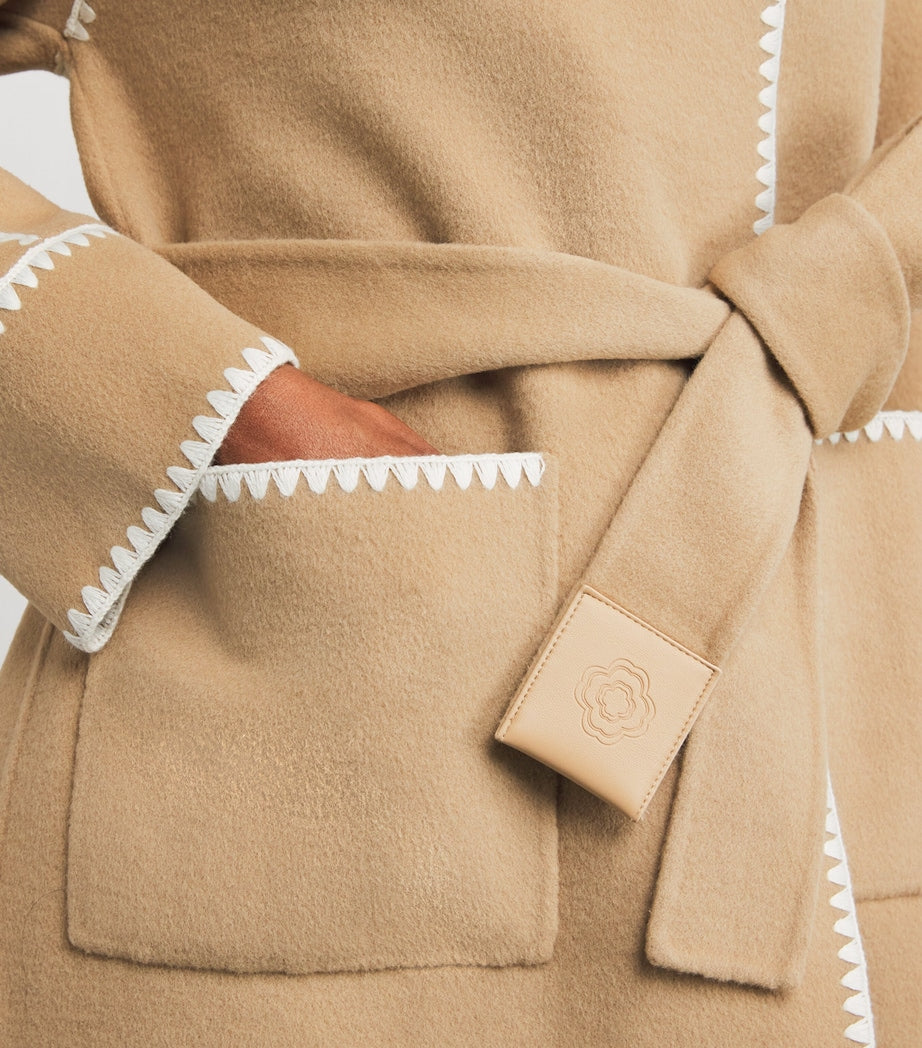 Brown Wool-Blend Pinked-Trim Coat