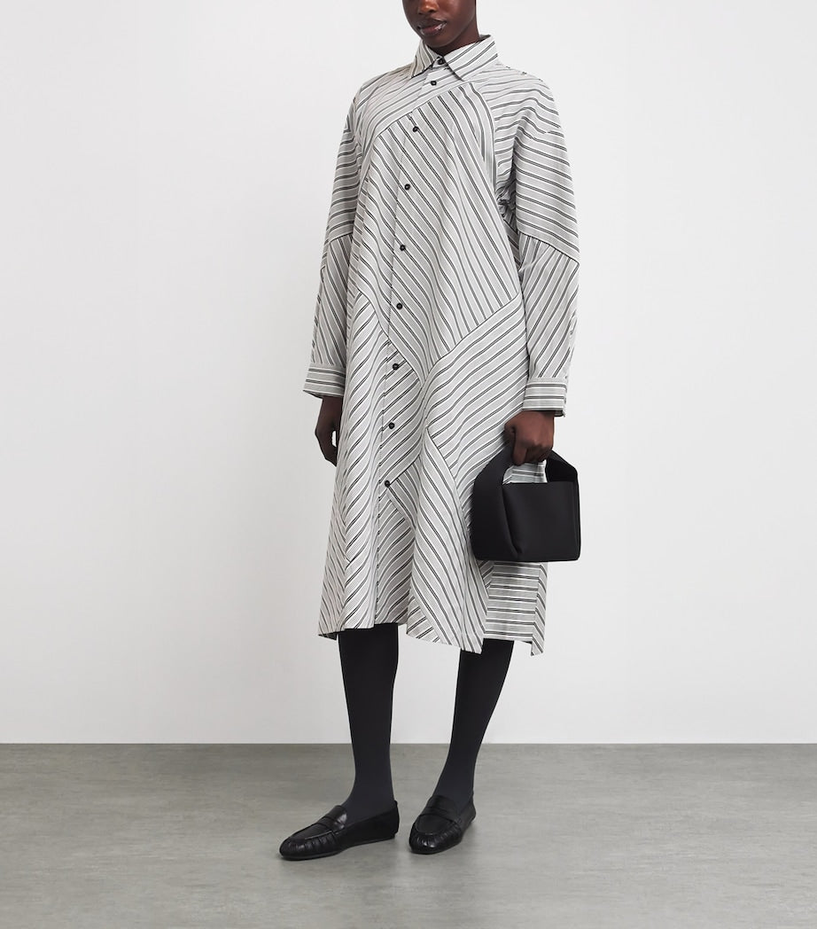 Stripe A-Line Midi Shirt Dress BLKSTRIPE
