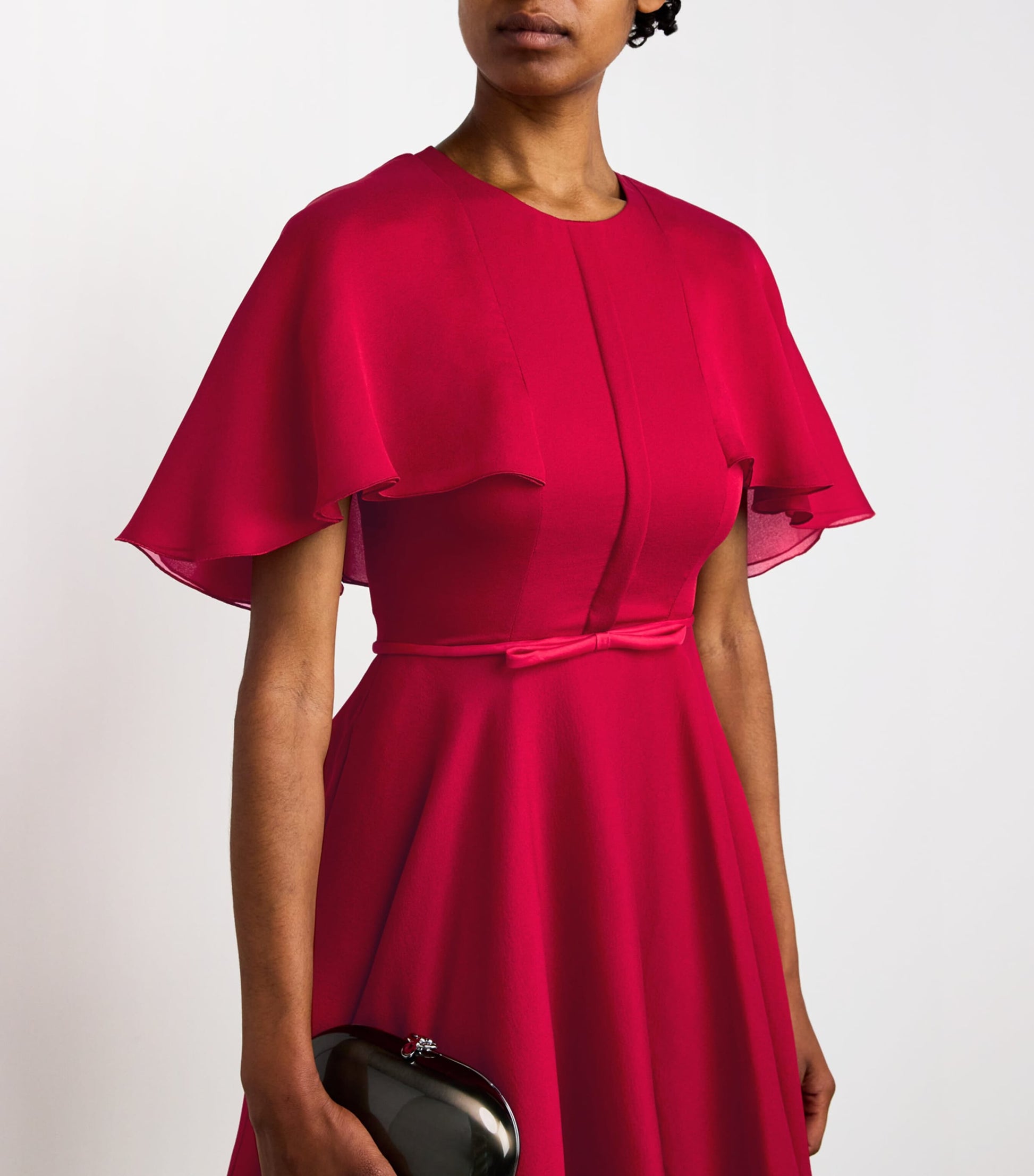 Red Silk Belted Mini Dress