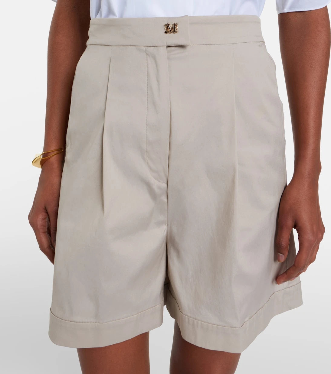 Max Mara - Medeola pleated cotton-blend Bermuda shorts
