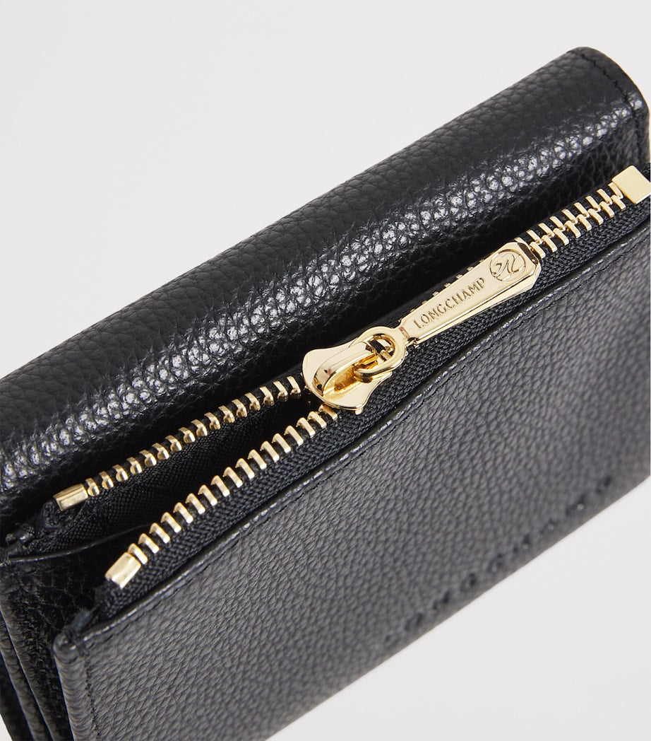 Black Leather Le Foulonné Compact Wallet