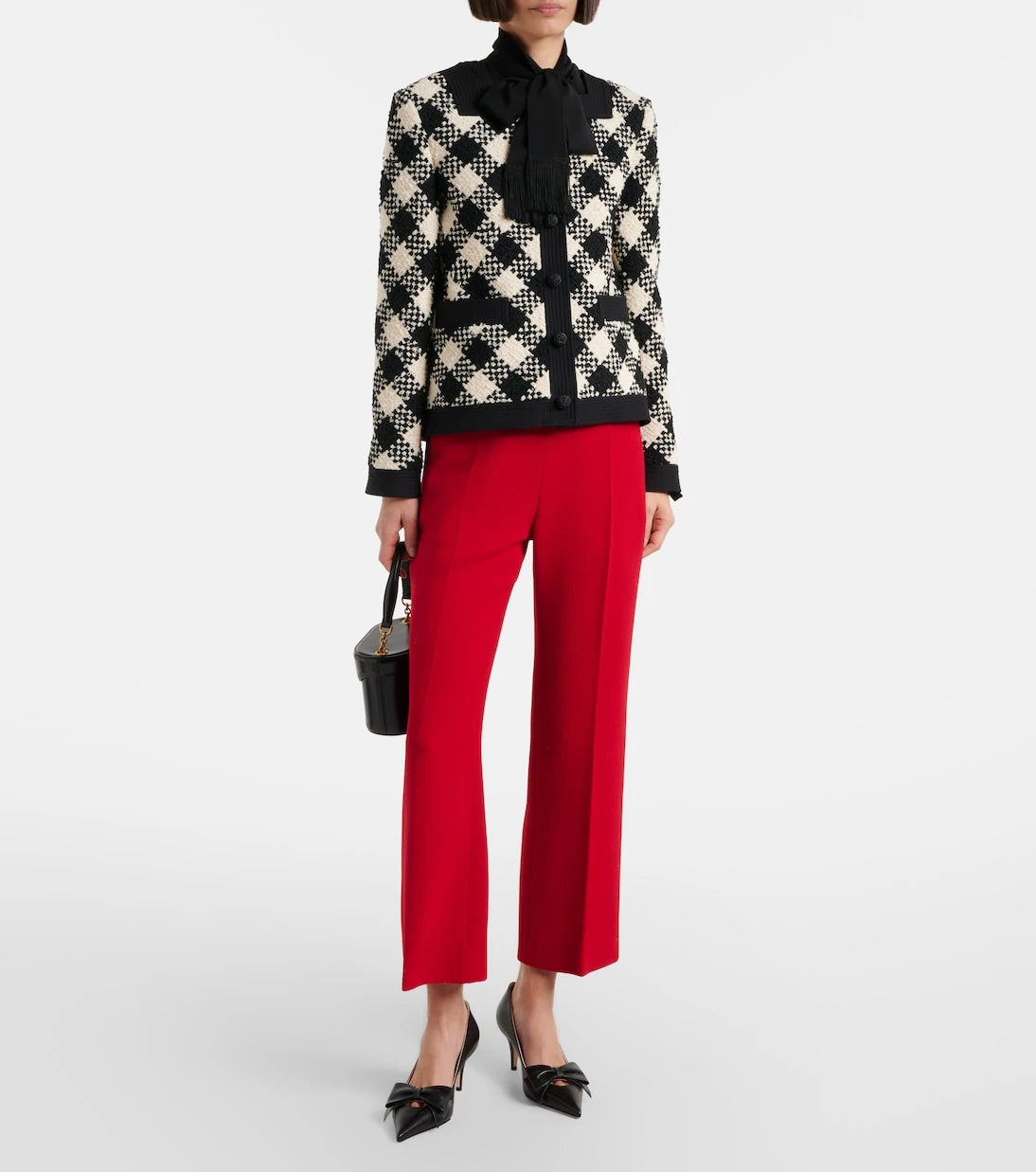 Valentino - VLogo cropped virgin wool crêpe straight pants