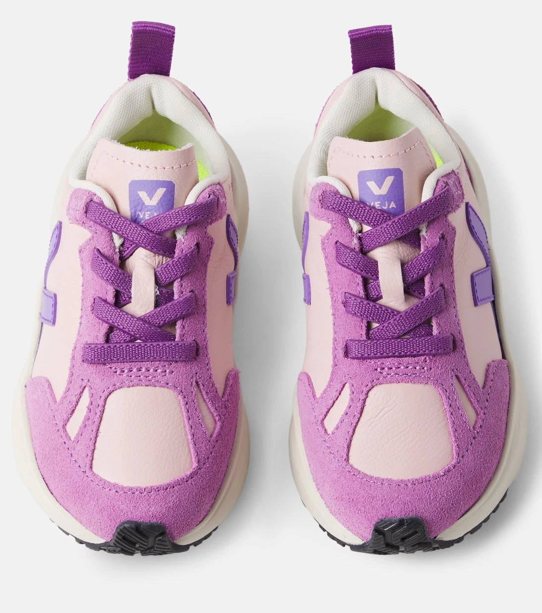 Veja Kids - Canary suede-trimmed leather sneakers
