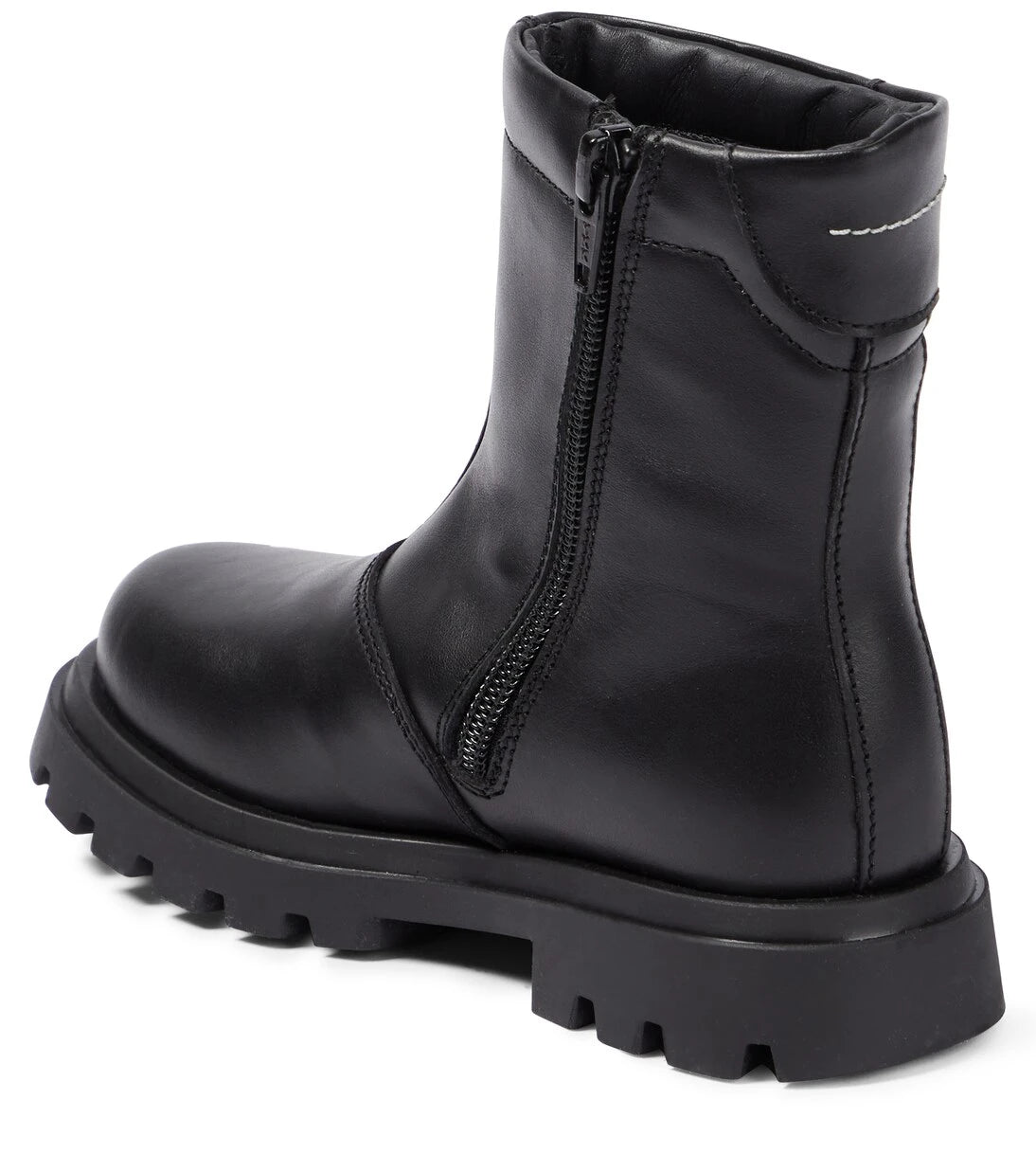 MM6 Maison Margiela Kids - حذاء جلد برقبة طويلة بشعار العلامة