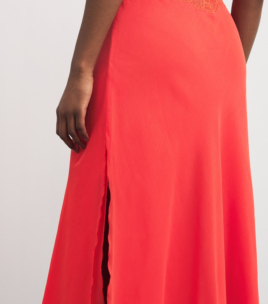 Bocan Orange Silk Chiffon Slip Nightdress