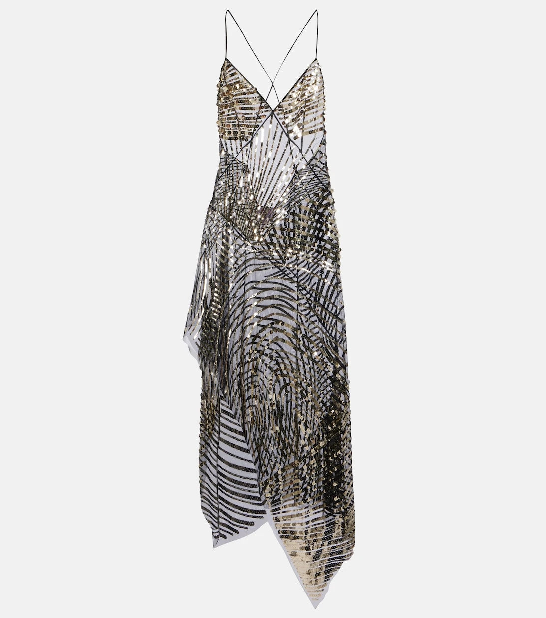 Pucci - Asymmetric sequined tulle slip dress