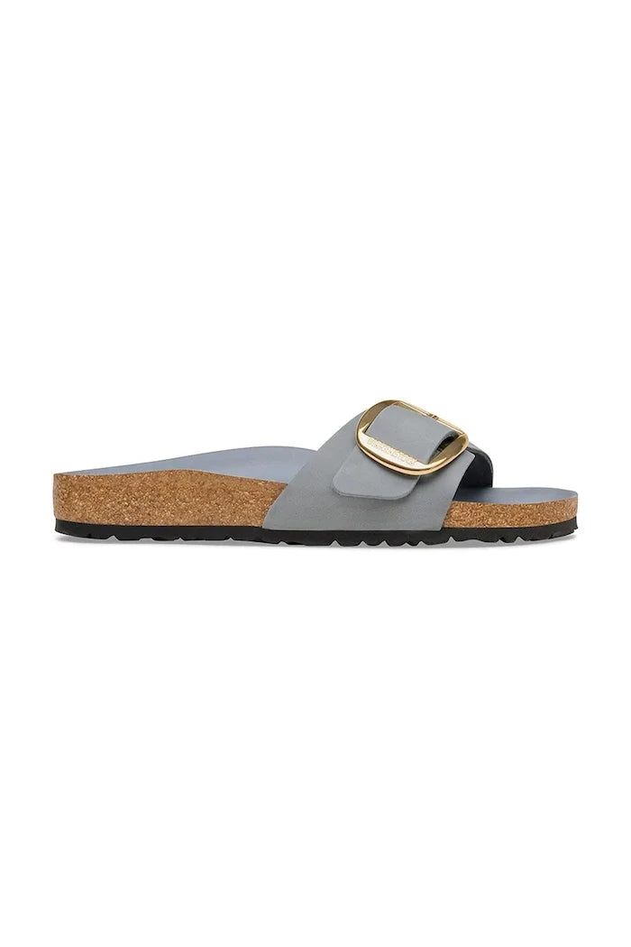 Birkenstock düz tabanlı kadın nubuk Madrid Big Buckle terlik