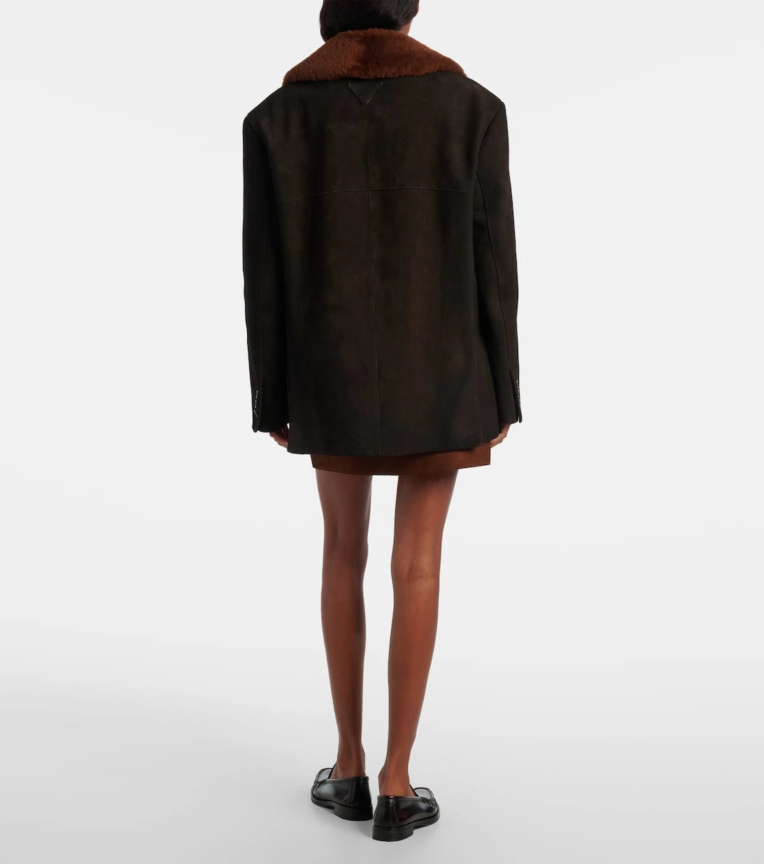 Prada - Shearling-trimmed suede jacket