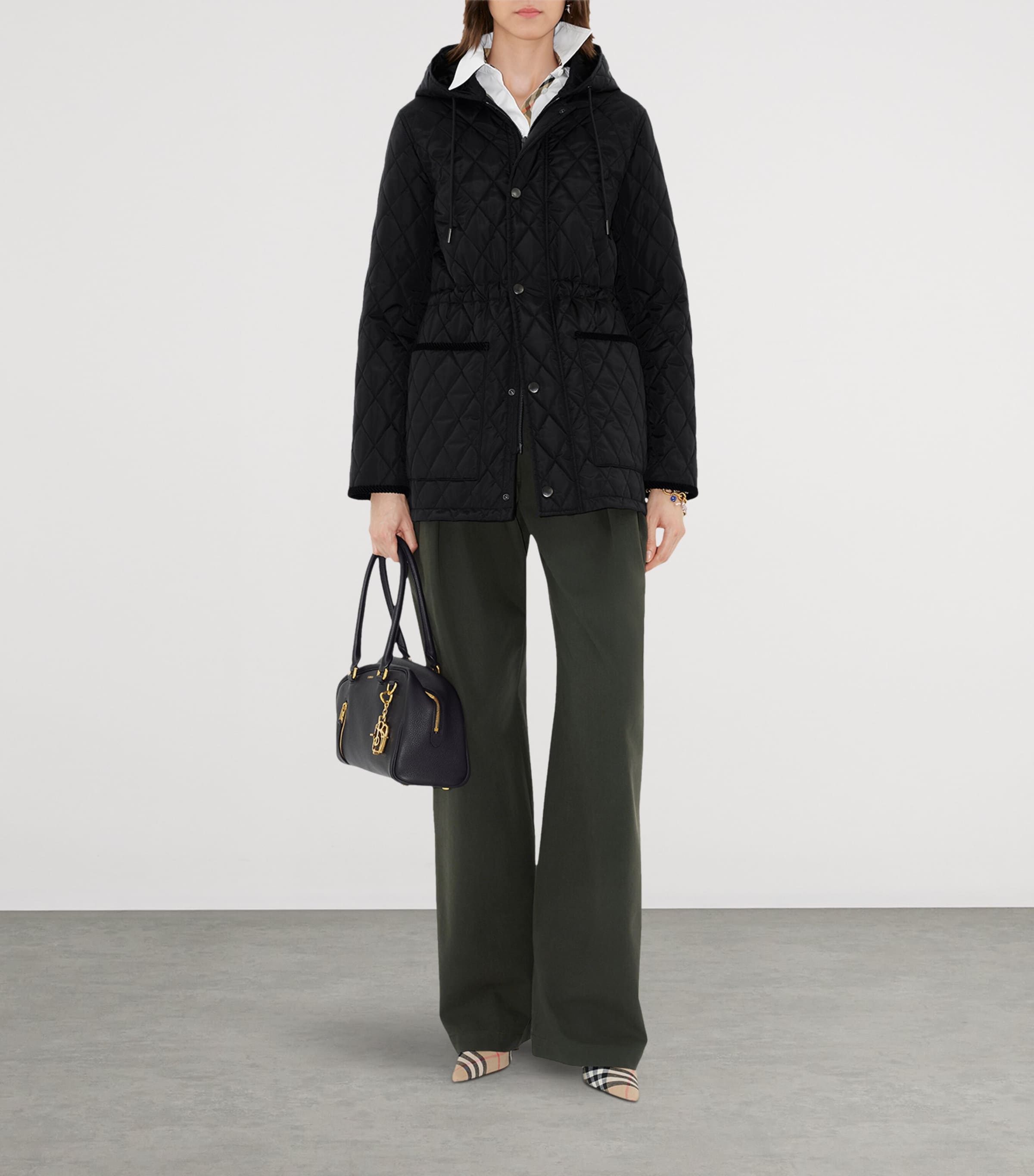 Black Nylon Quilted Parka