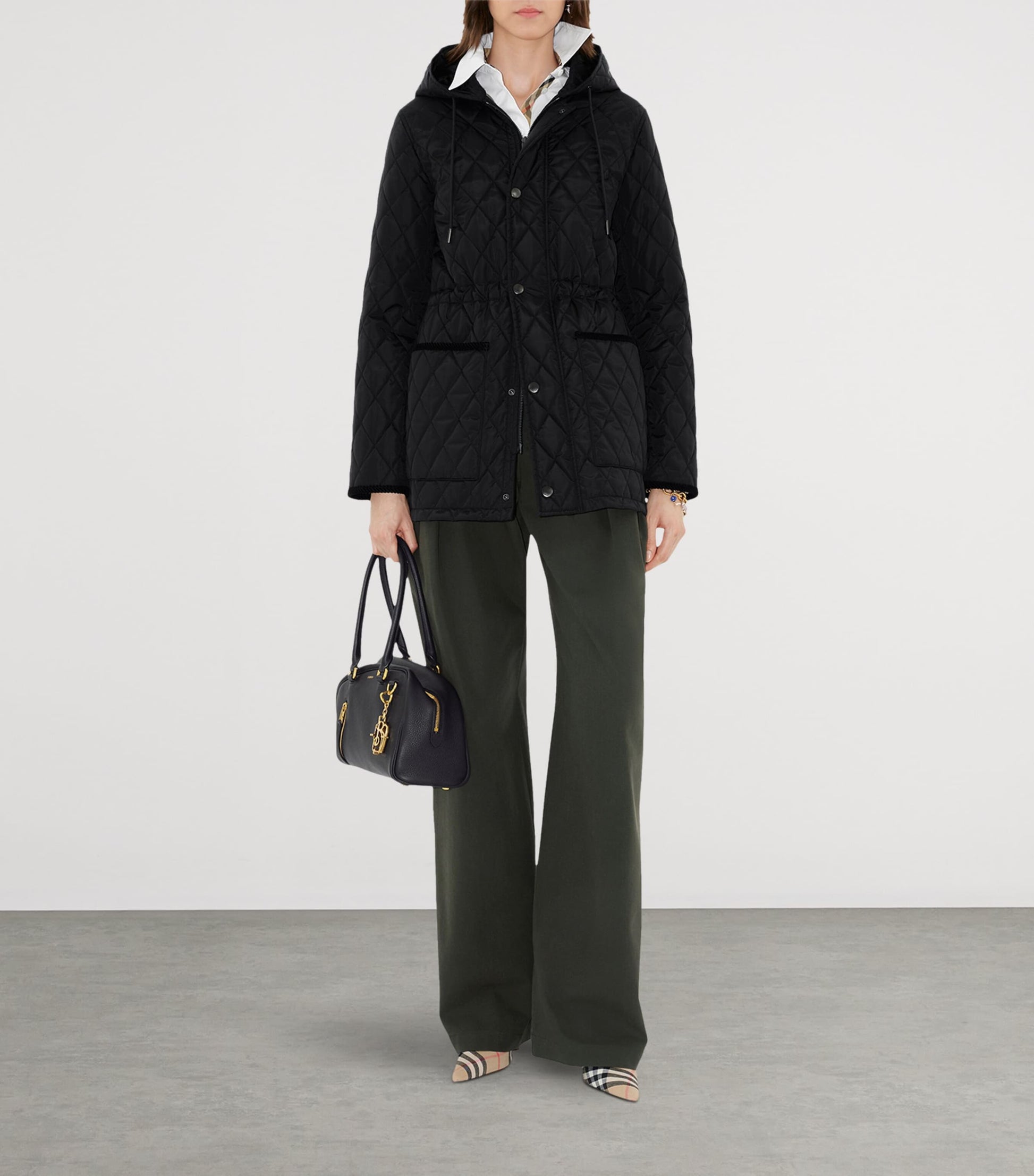 Black Nylon Quilted Parka