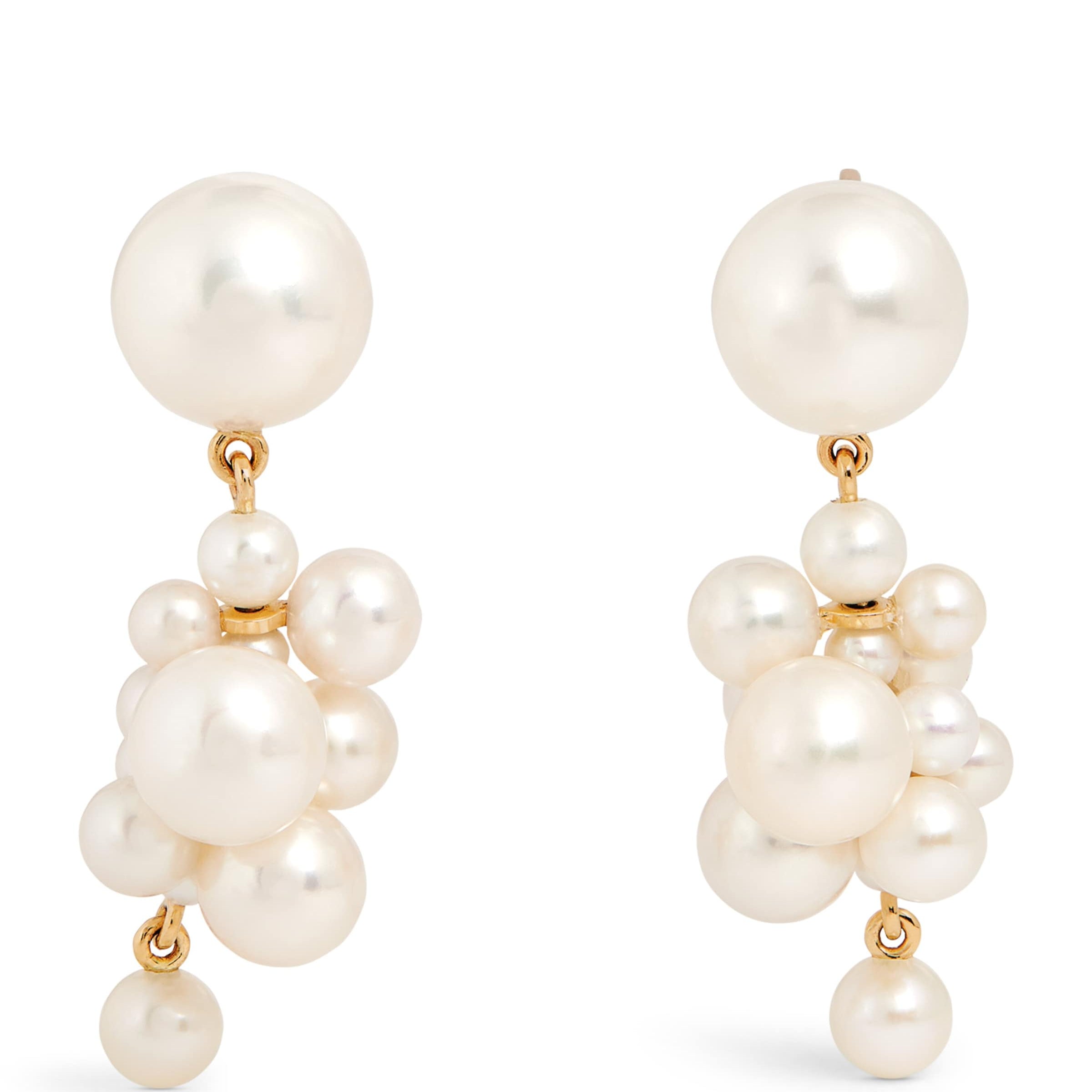Yellow Gold and Pearl Botticelli Drop Earrings