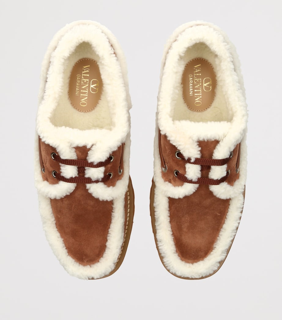 Valentino Garavani Brown Suede Palm Avenue Boat Shoes