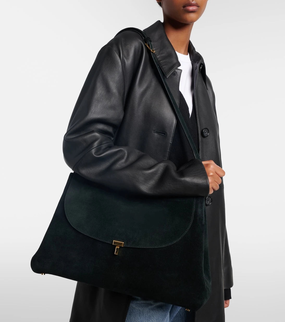 Toteme - T-Lock suede shoulder bag