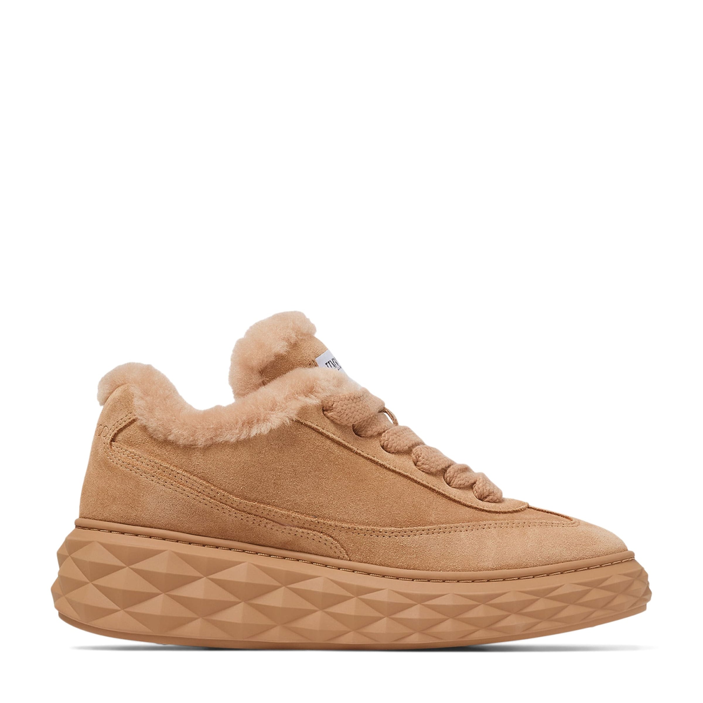 Diamond Maxi Retro Suede-Shearling Sneakers V TOFFEE/TOFFEE