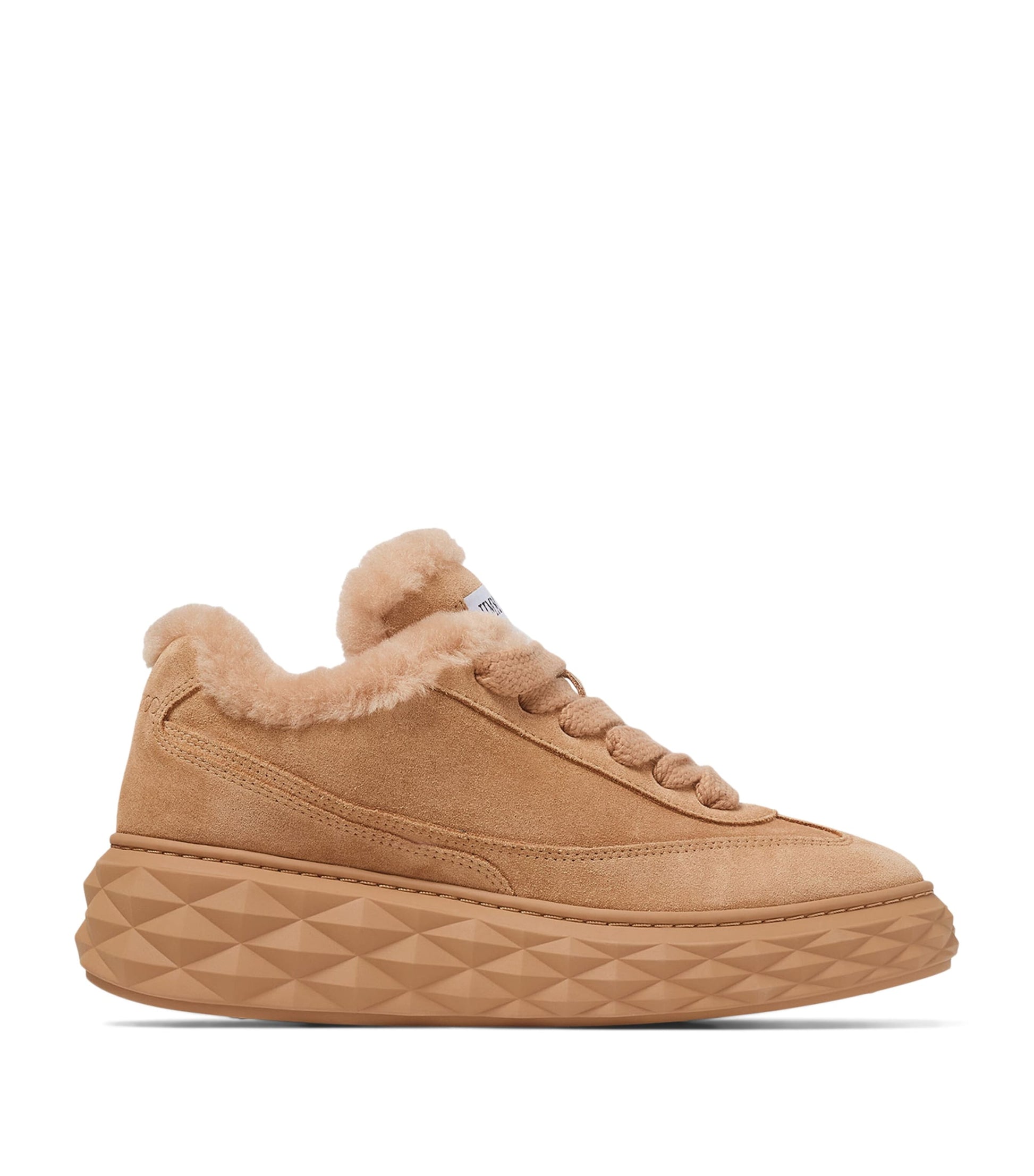 Diamond Maxi Retro Suede-Shearling Sneakers V TOFFEE/TOFFEE