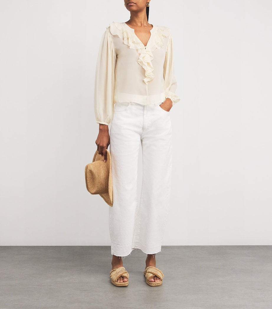 PAIGE White Silk Gemelli Blouse