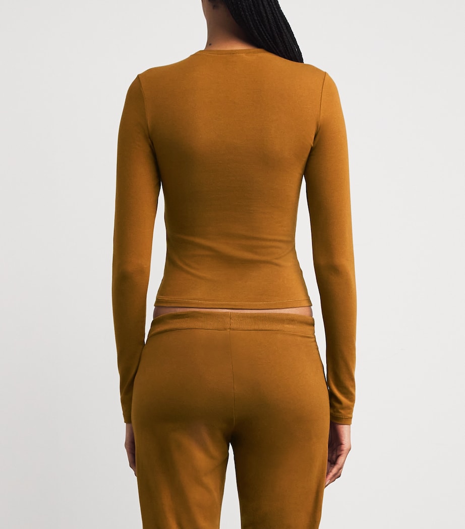 Skims Brown Cotton Jersey Long-Sleeve T-Shirt