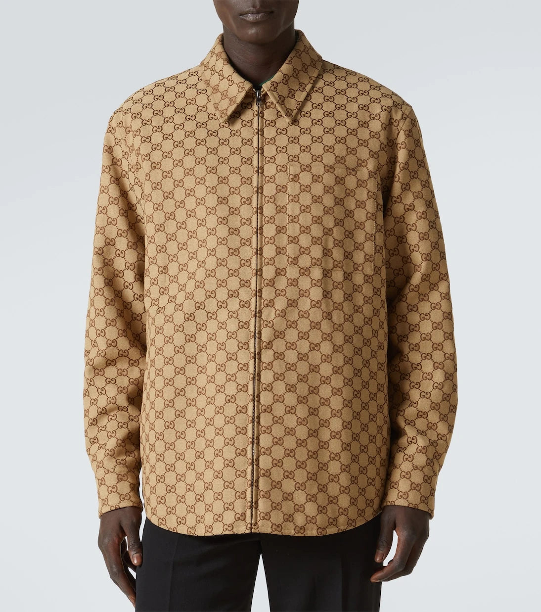 Gucci - قميص علوي من مزيج القطن وقماش GG