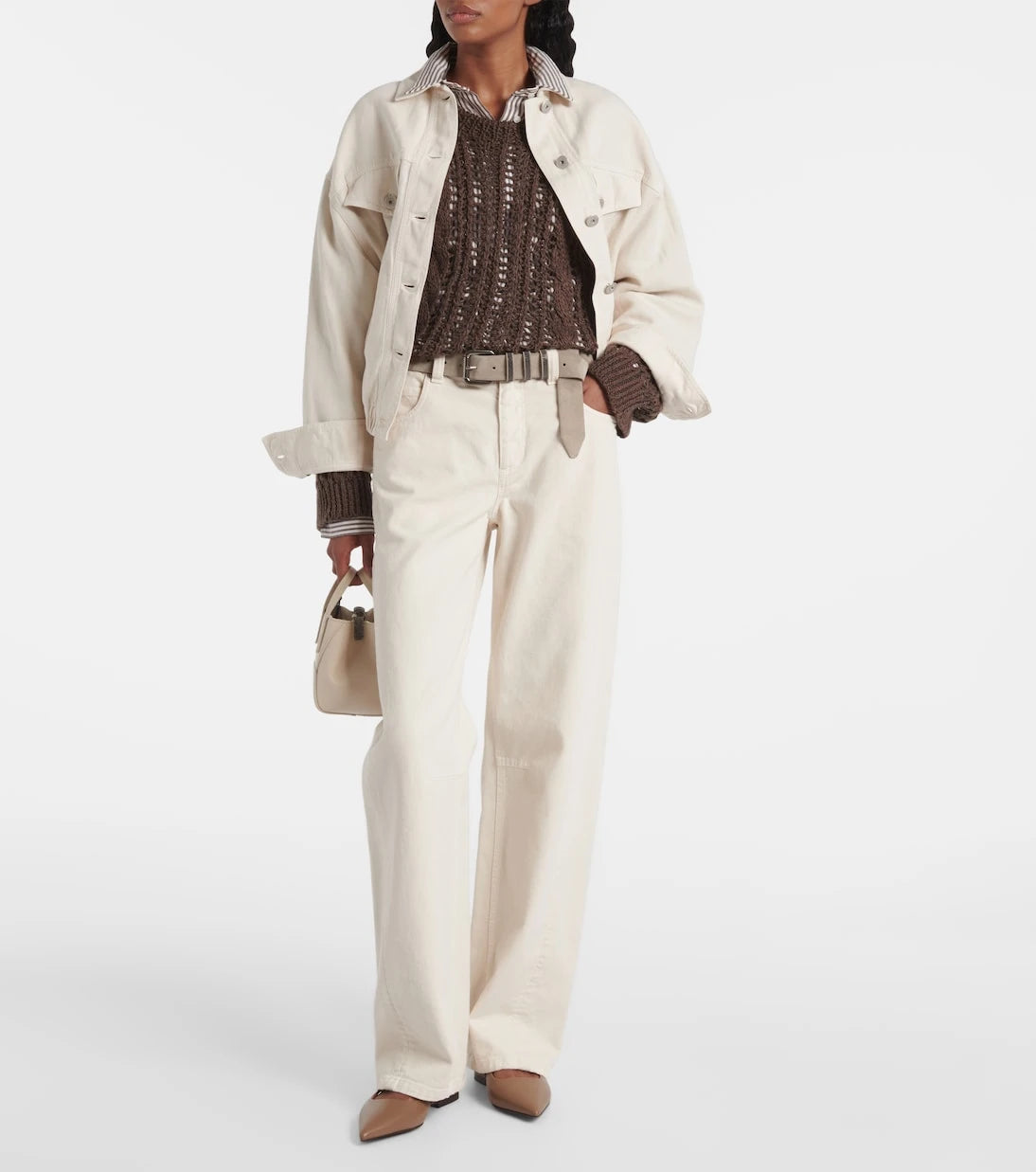 Brunello Cucinelli - Pointy leather slingback flats