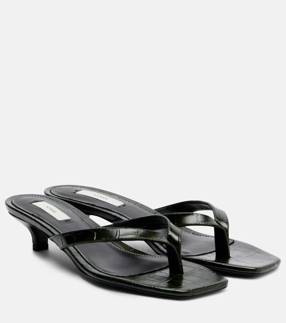 Toteme - Croc-effect leather thong sandals