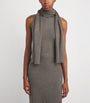 STAUD Brown Wool Scarf-Neck Canal Midi Dress
