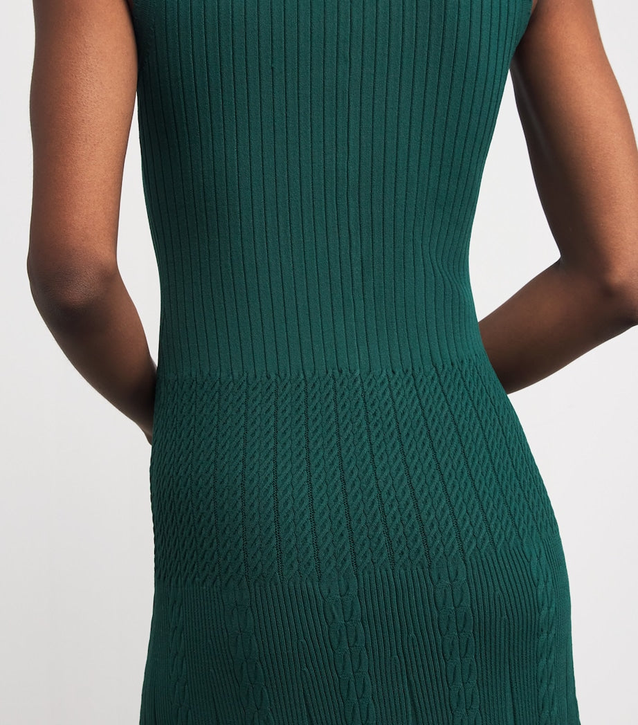 Sandro Paris Green Cable Knit Polo Maxi Dress