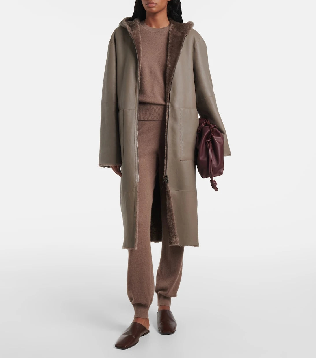 Joseph - Reversible shearling and leather hooded coat