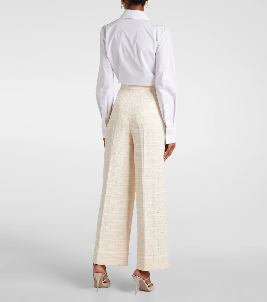 Valentino - Sequined tweed wide-leg pants