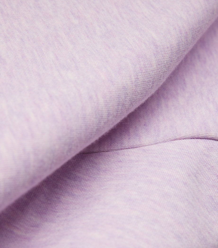 Purple Cotton-Blend Fleece Polo Sweatshirt