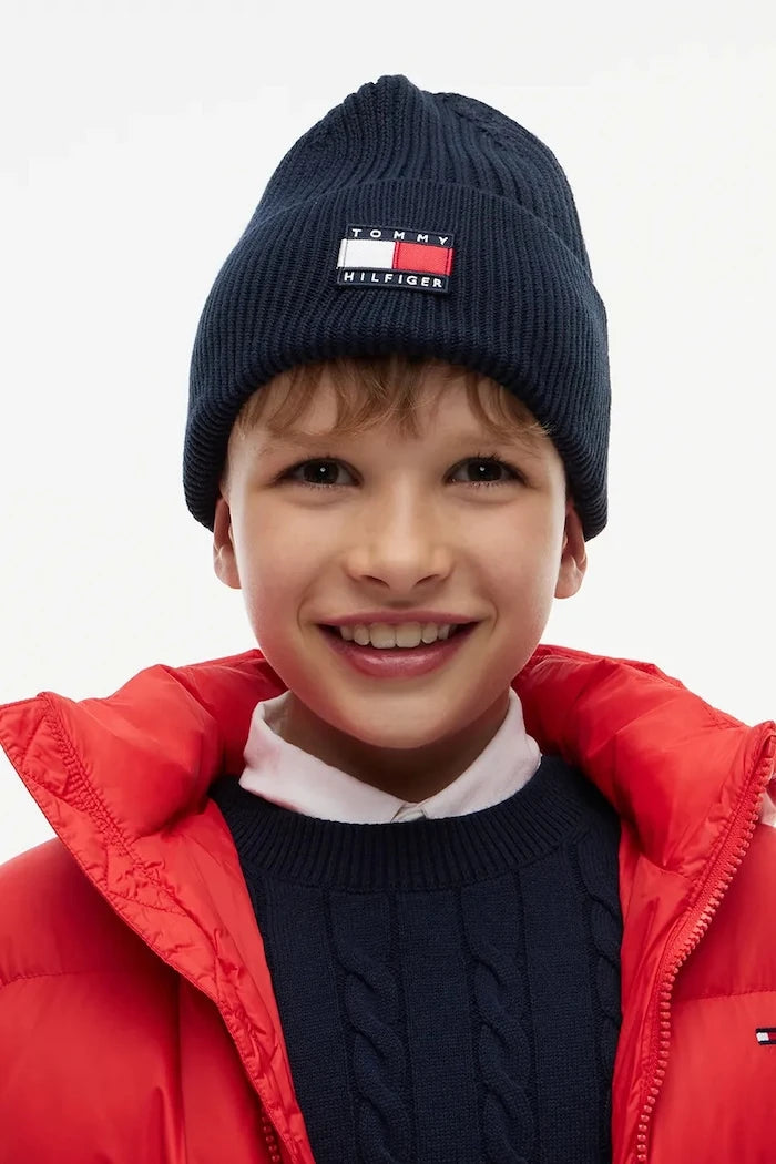 Tommy Hilfiger çocuk pamuk beanie şapka