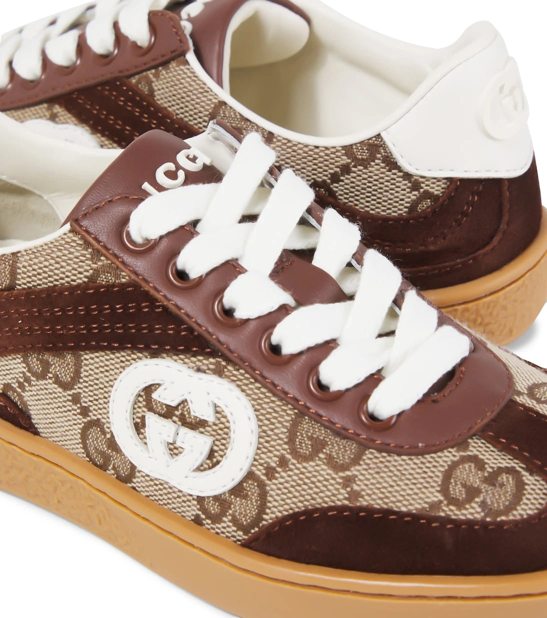 Gucci Kids - Interlocking G suede-trimmed sneakers