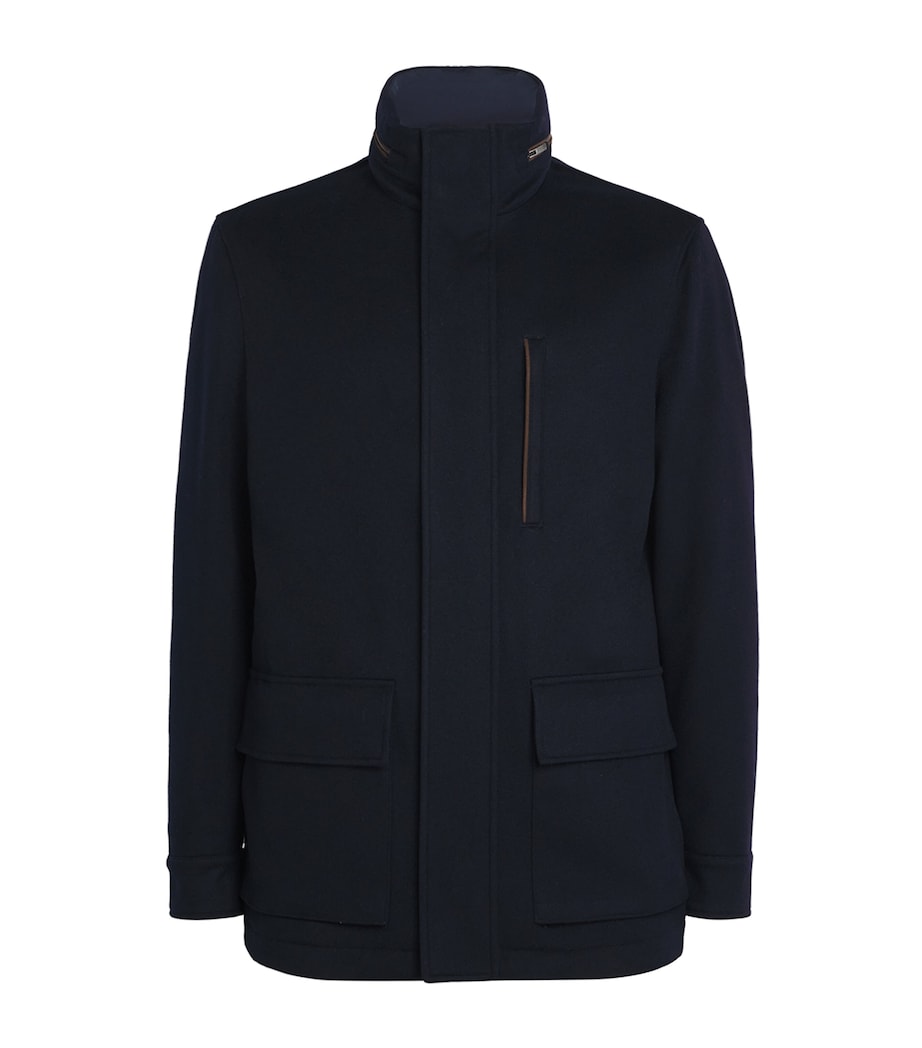 Paul & Shark Navy Cashmere Padded Hybrid Coat