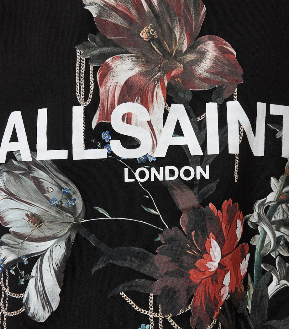 Black Cotton Floral Logo Etta Sweatshirt