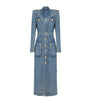 Blue Denim Belted Maxi Dress