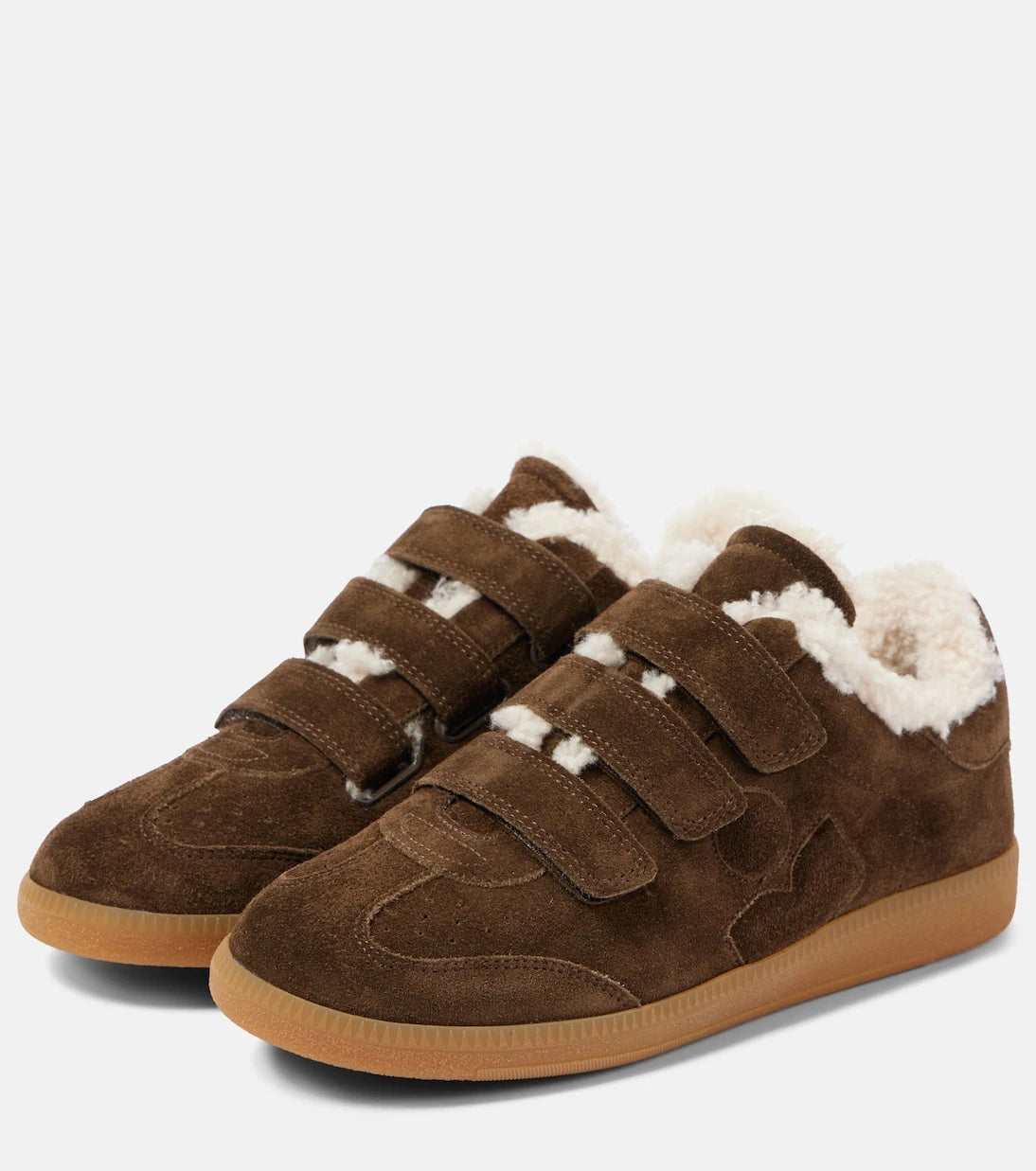 Isabel Marant - Beth shearling-trimmed suede sneakers