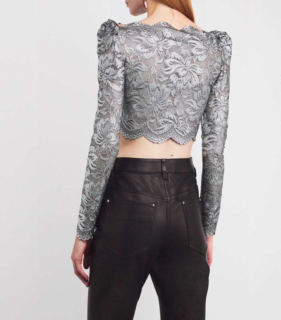 Paco Rabanne Silver Lace Crop Top