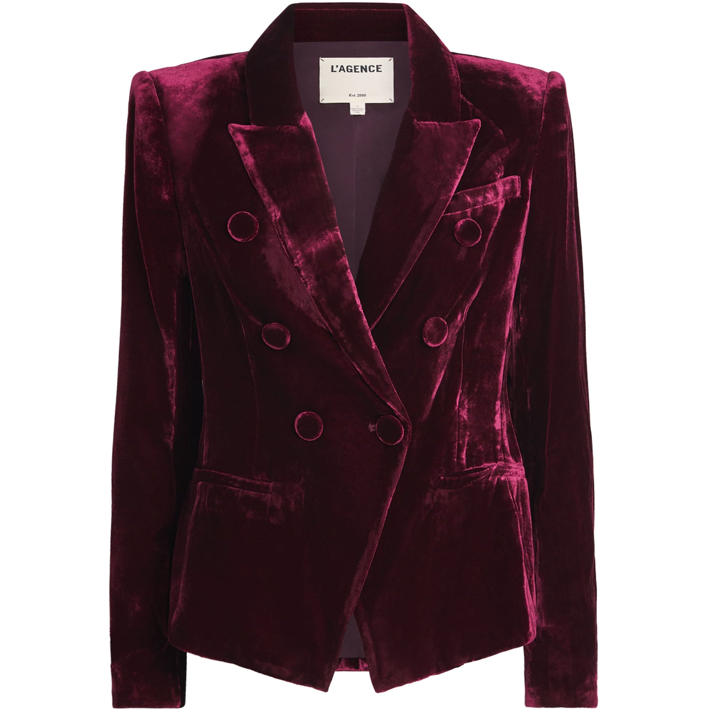 L'Agence Purple Velvet Marie Double-Breasted Blazer