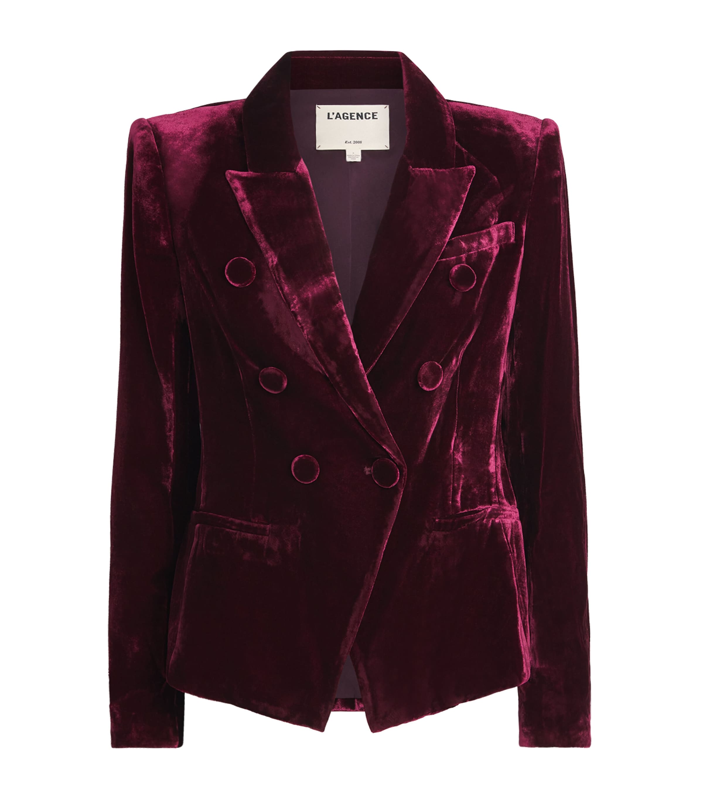 L'Agence Purple Velvet Marie Double-Breasted Blazer